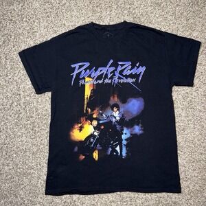 Prince Purple Rain Short Sleeve Graphic T-Shirt Unisex Adult Large M Black‎